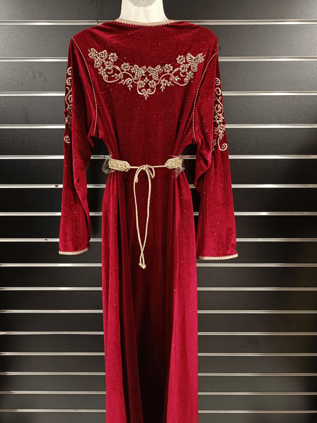 Caftan velour rouge