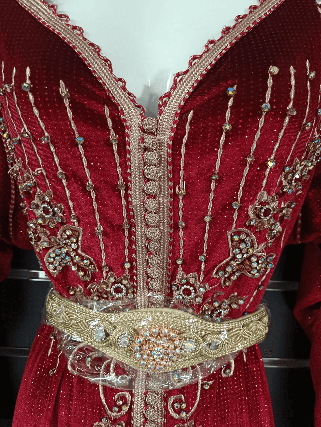 Caftan velour rouge
