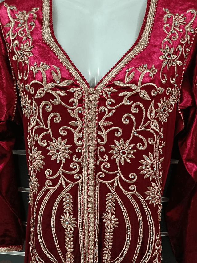 Caftan velour bordeaux 